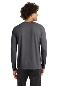 Sport-Tek  PosiCharge  Long Sleeve Tri-Blend Wicking Raglan Tee ST400LS - Dark Grey Heather Back