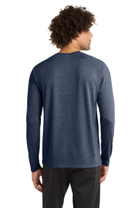 Sport-Tek  PosiCharge  Long Sleeve Tri-Blend Wicking Raglan Tee ST400LS - True Navy Heather Back
