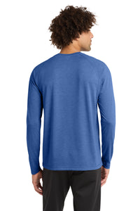 Sport-Tek  PosiCharge  Long Sleeve Tri-Blend Wicking Raglan Tee ST400LS - True Royal Heather Back
