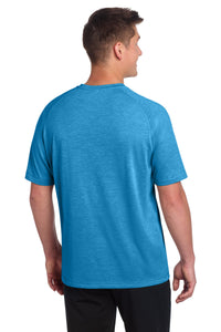 Sport-Tek  PosiCharge  Tri-Blend Wicking Raglan Tee - Pond Blue Heather Back