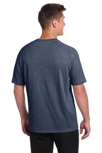 Sport-Tek  PosiCharge  Tri-Blend Wicking Raglan Tee - True Navy Heather Back