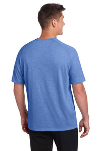 Sport-Tek  PosiCharge  Tri-Blend Wicking Raglan Tee - True Royal Heather Back