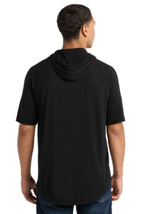 Sport-Tek  PosiCharge  Tri-Blend Wicking Short Sleeve Hoodie - Black Triad Solid Back