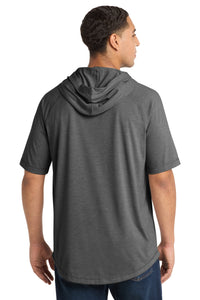Sport-Tek  PosiCharge  Tri-Blend Wicking Short Sleeve Hoodie - Dark Grey Heather Back