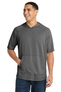 Sport-Tek  PosiCharge  Tri-Blend Wicking Short Sleeve Hoodie - Dark Grey Heather