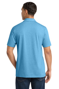 Sport-Tek  PosiCharge  Tri-Blend Wicking Polo - Pond Blue Heather Back