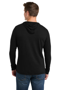 Sport-Tek  PosiCharge  Tri-Blend Wicking Long Sleeve Hoodie ST406 - Black Triad Solid Back