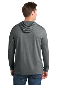 Sport-Tek  PosiCharge  Tri-Blend Wicking Long Sleeve Hoodie ST406 - Dark Grey Heather Back