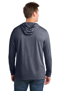 Sport-Tek  PosiCharge  Tri-Blend Wicking Long Sleeve Hoodie ST406 - True Navy Heather Back