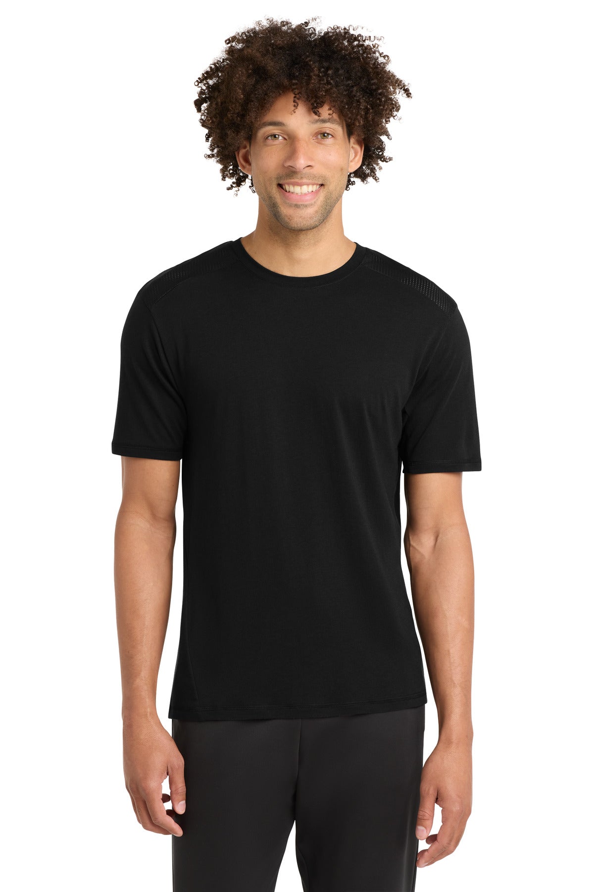 Sport-Tek  PosiCharge  Tri-Blend Wicking Draft Tee - Black/ Black Triad Solid