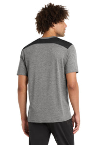 Sport-Tek  PosiCharge  Tri-Blend Wicking Draft Tee - Black/ Dark Grey Heather Back