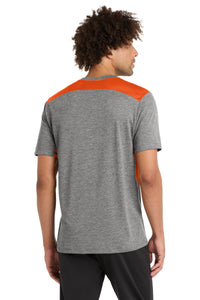 Sport-Tek  PosiCharge  Tri-Blend Wicking Draft Tee - Deep Orange/ Dark Grey Heather Back