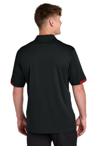 Sport-Tek Club Colorblock Polo ST444 - Black/ Deep Red Back