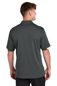 Sport-Tek Club Colorblock Polo ST444 - Iron Grey/ White Back