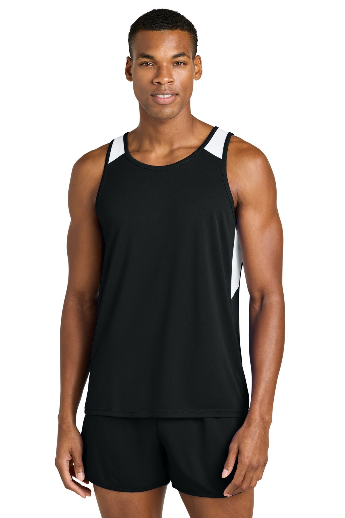 Sport-Tek Club Track Tank ST446 - Black/ White