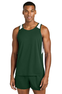 Sport-Tek Club Track Tank ST446 - Forest Green/ White