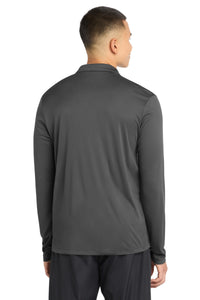 Sport-Tek   Posi-UV  Pro Long Sleeve Polo - Dark Smoke Grey Back