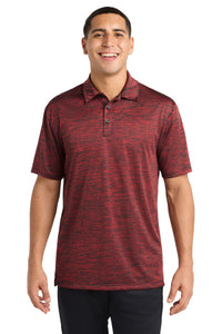 Sport-Tek  PosiCharge  Electric Heather Polo - Deep Red-Black Electric