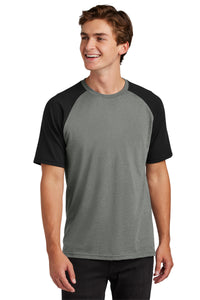 Sport-Tek Halftime Raglan Tee ST6040 - Black/ Vintage Heather