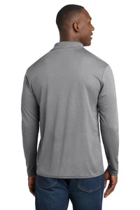 Sport-Tek  PosiCharge  RacerMesh  Long Sleeve Polo - Grey Heather Back