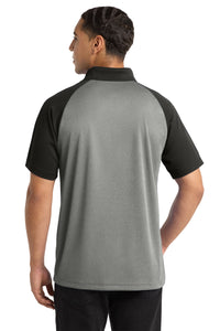 Sport-Tek  PosiCharge  RacerMesh  Raglan Heather Block Polo - Grey Heather/ Black Back