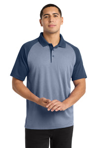 Sport-Tek  PosiCharge  RacerMesh  Raglan Heather Block Polo - True Navy Heather/ True Navy