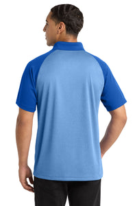 Sport-Tek  PosiCharge  RacerMesh  Raglan Heather Block Polo - True Royal Heather/ True Royal Back