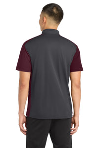 Sport-Tek Colorblock Micropique Sport-Wick Polo - Iron Grey/ Maroon Back