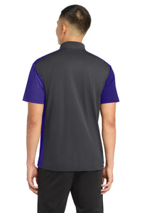 Sport-Tek Colorblock Micropique Sport-Wick Polo - Iron Grey/ Purple Back