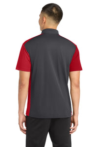 Sport-Tek Colorblock Micropique Sport-Wick Polo - Iron Grey/ True Red Back