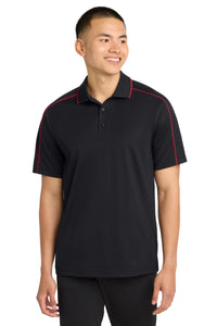 Sport-Tek Micropique Sport-Wick Piped Polo - Black/ True Red