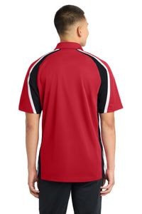Sport-Tek Tricolor Micropique Sport-Wick Polo - True Red/ Black/ White Back