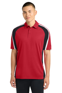 Sport-Tek Tricolor Micropique Sport-Wick Polo - True Red/ Black/ White
