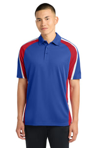 Sport-Tek Tricolor Micropique Sport-Wick Polo - True Royal/ True Red/ White
