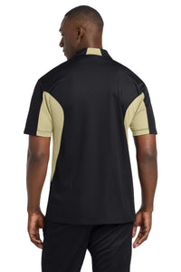 Sport-Tek Side Blocked Micropique Sport-Wick Polo - Black/ Vegas Gold Back