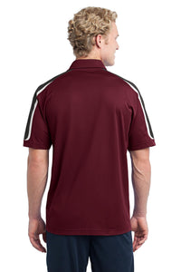 Sport-Tek Tricolor Shoulder Micropique Sport-Wick Polo - Maroon/ Black/ White Back