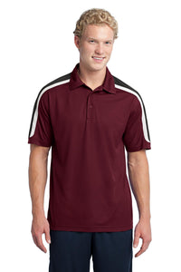 Sport-Tek Tricolor Shoulder Micropique Sport-Wick Polo - Maroon/ Black/ White
