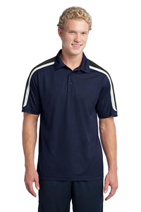 Sport-Tek Tricolor Shoulder Micropique Sport-Wick Polo - True Navy/ Black/ White