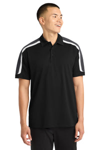 Sport-Tek Tricolor Shoulder Micropique Sport-Wick Polo - Black/ Iron Grey/ White