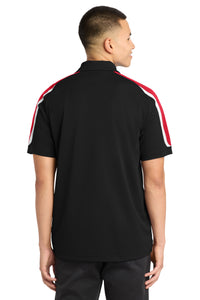 Sport-Tek Tricolor Shoulder Micropique Sport-Wick Polo - Black/ True Red/ White Back