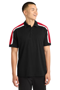 Sport-Tek Tricolor Shoulder Micropique Sport-Wick Polo - Black/ True Red/ White