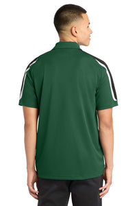 Sport-Tek Tricolor Shoulder Micropique Sport-Wick Polo - Forest Green/ Black/ White Back