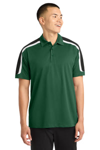 Sport-Tek Tricolor Shoulder Micropique Sport-Wick Polo - Forest Green/ Black/ White