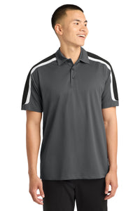 Sport-Tek Tricolor Shoulder Micropique Sport-Wick Polo - Iron Grey/ Black/ White