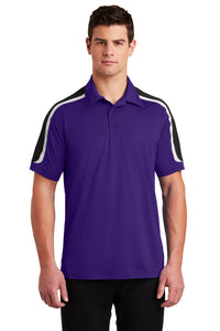 Sport-Tek Tricolor Shoulder Micropique Sport-Wick Polo - Purple/ Black/ White