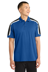Sport-Tek Tricolor Shoulder Micropique Sport-Wick Polo - True Royal/ Black/ White