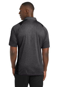 Sport-Tek Heather Colorblock Contender Polo - Graphite Heather/ Black Back