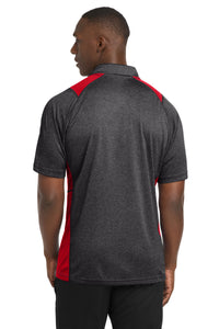 Sport-Tek Heather Colorblock Contender Polo - Graphite Heather/ True Red Back