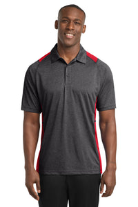 Sport-Tek Heather Colorblock Contender Polo - Graphite Heather/ True Red