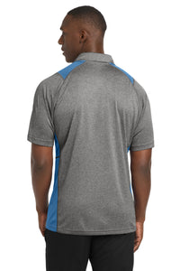 Sport-Tek Heather Colorblock Contender Polo - Vintage Heather/ Carolina Blue Back